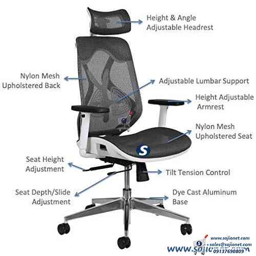 Grey White high back mesh office chair in Lagos Abuja Port harcourt Ibadan Nigeria
