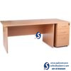Beech Office Desk with High Pedestal
