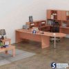 Round Metal Leg Office Table Desk with Bookshelf