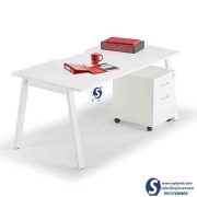 V Leg White Office Table Desk