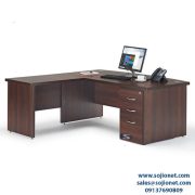 Walnut Bow Front Office Desk with Return