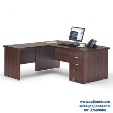 Walnut Bow Front Office Desk with Return