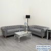 Grey Seven Seater Chesterfield Sofa