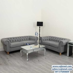 Grey Seven Seater Chesterfield Sofa