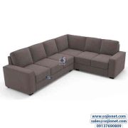 Light Grey L Shaped Fabric Sofa