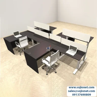L-Shaped Four Seater Ergonomic Workstation Desk in Lagos Abuja Warri Delta Port harcourt Nigeria