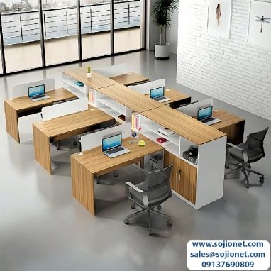 Brown L-Shaped 6-Persons Workstation Table in Lagos Abuja Port harcourt Enugu Warri Nigeria