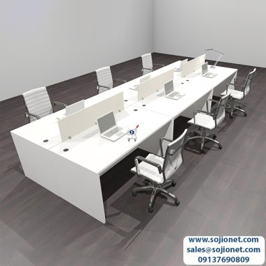 Modern Melamine White Six-Person Office Workstations Table in Lagos Abuja Port harcourt Delta Enugu Ibadan and nationwide in Lagos.