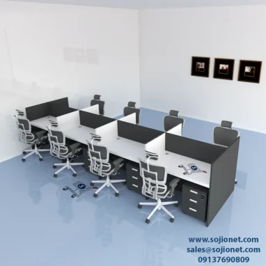 Grey-White Eight Seater workstation table Lagos-Abuja-Port-harcourt-Benin-Enugu-Ibadan-Warri-Nigeria